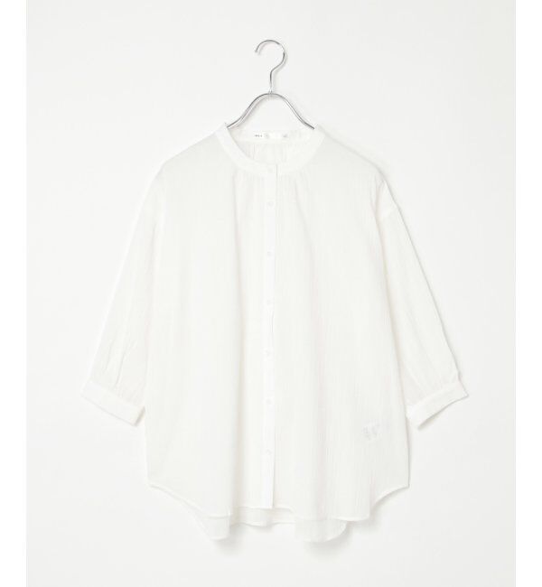 ikka「コットン楊柳バンドカラーシャツ」|シャツ・ブラウス|