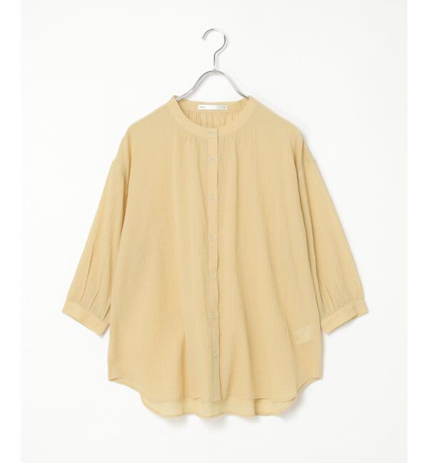 ikka「コットン楊柳バンドカラーシャツ」|シャツ・ブラウス|