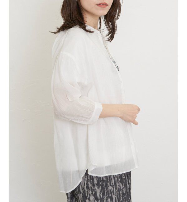 ikka「コットン楊柳バンドカラーシャツ」|シャツ・ブラウス|