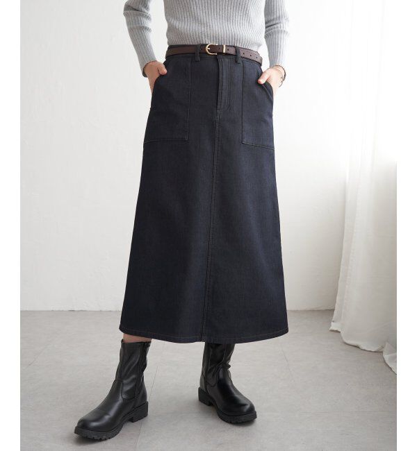 ikka「ボンディングベイカースカート」|スカート|