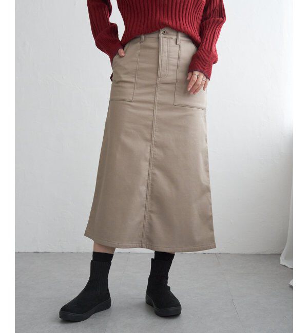 ikka「ボンディングベイカースカート」|スカート|