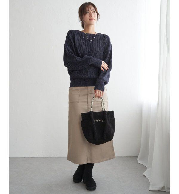 ikka「ボンディングベイカースカート」|スカート|