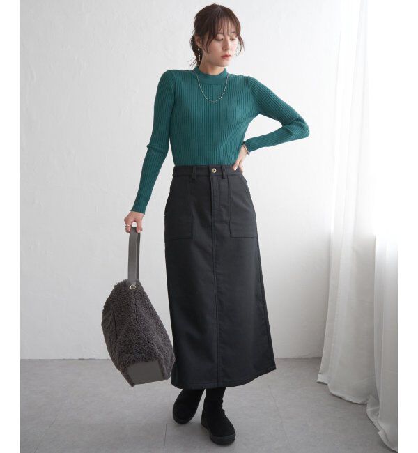 ikka「ボンディングベイカースカート」|スカート|