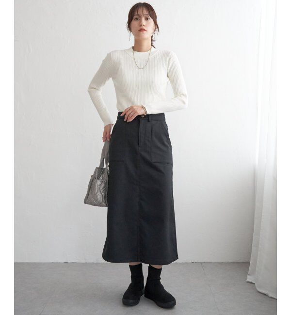 ikka「ボンディングベイカースカート」|スカート|