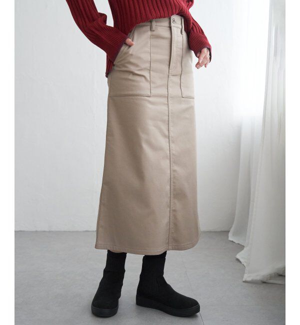 ikka「ボンディングベイカースカート」|スカート|ベージュ