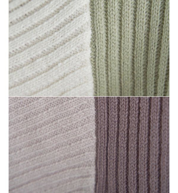 ikka「袖配色ワイドリブニットプルオーバー」|プルオーバー|