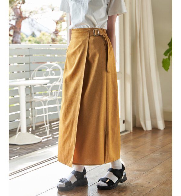 IKKA LOUNGE「バックル付きラップ風スカート」|スカート|