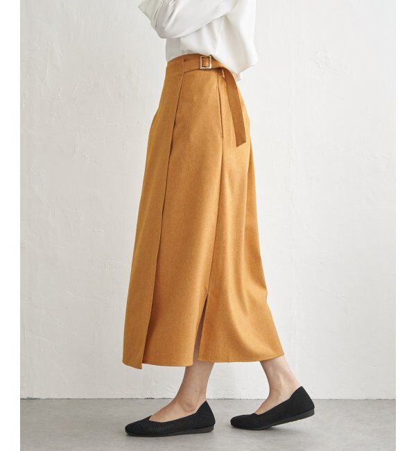 IKKA LOUNGE「バックル付きラップ風スカート」|スカート|