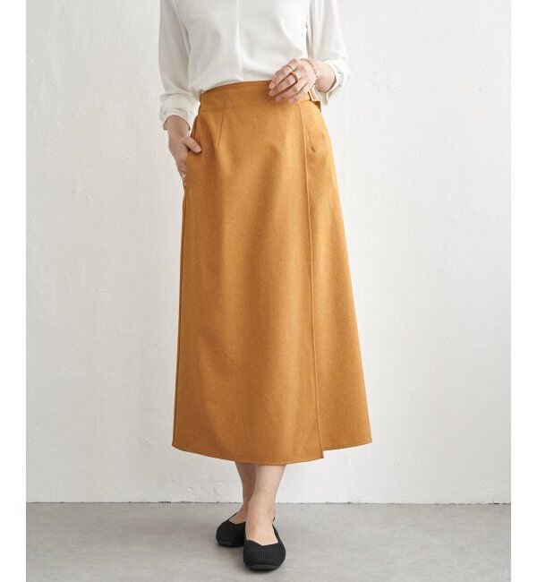 IKKA LOUNGE「バックル付きラップ風スカート」|スカート|