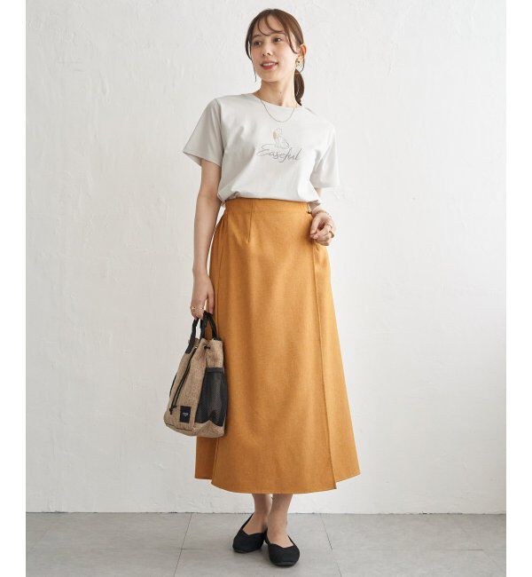 IKKA LOUNGE「バックル付きラップ風スカート」|スカート|