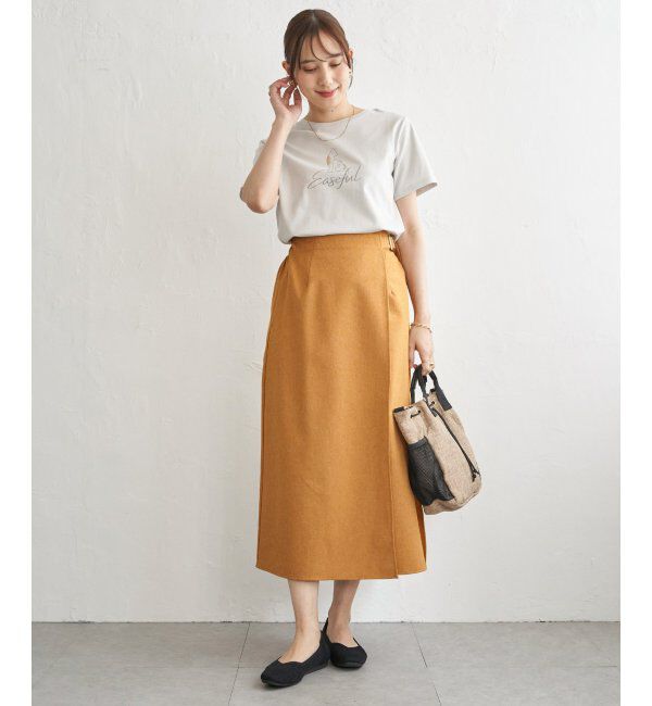 IKKA LOUNGE「バックル付きラップ風スカート」|スカート|