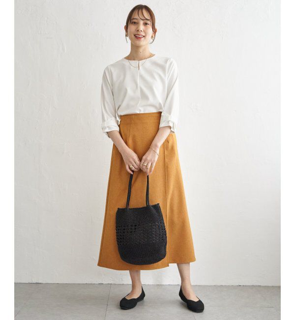 IKKA LOUNGE「バックル付きラップ風スカート」|スカート|