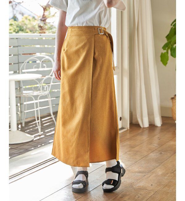 IKKA LOUNGE「バックル付きラップ風スカート」|スカート|