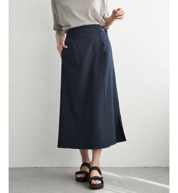 IKKA LOUNGE「バックル付きラップ風スカート」|スカート|