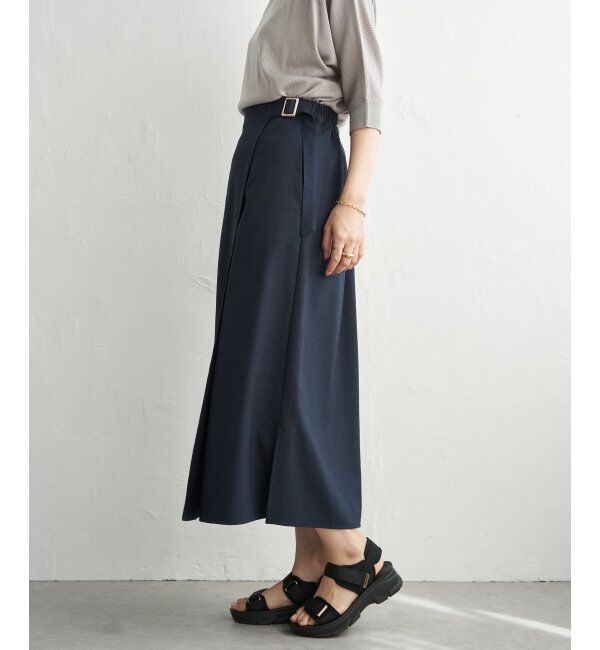 IKKA LOUNGE「バックル付きラップ風スカート」|スカート|