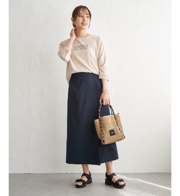 IKKA LOUNGE「バックル付きラップ風スカート」|スカート|