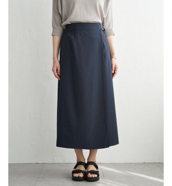 IKKA LOUNGE「バックル付きラップ風スカート」|スカート|