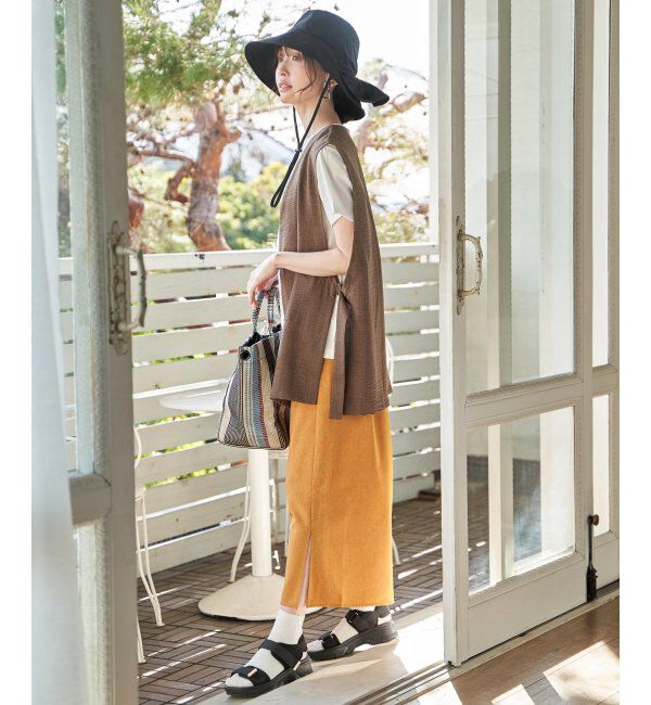 IKKA LOUNGE「バックル付きラップ風スカート」|スカート|