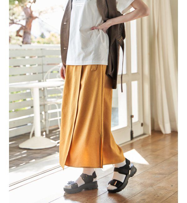 IKKA LOUNGE「バックル付きラップ風スカート」|スカート|