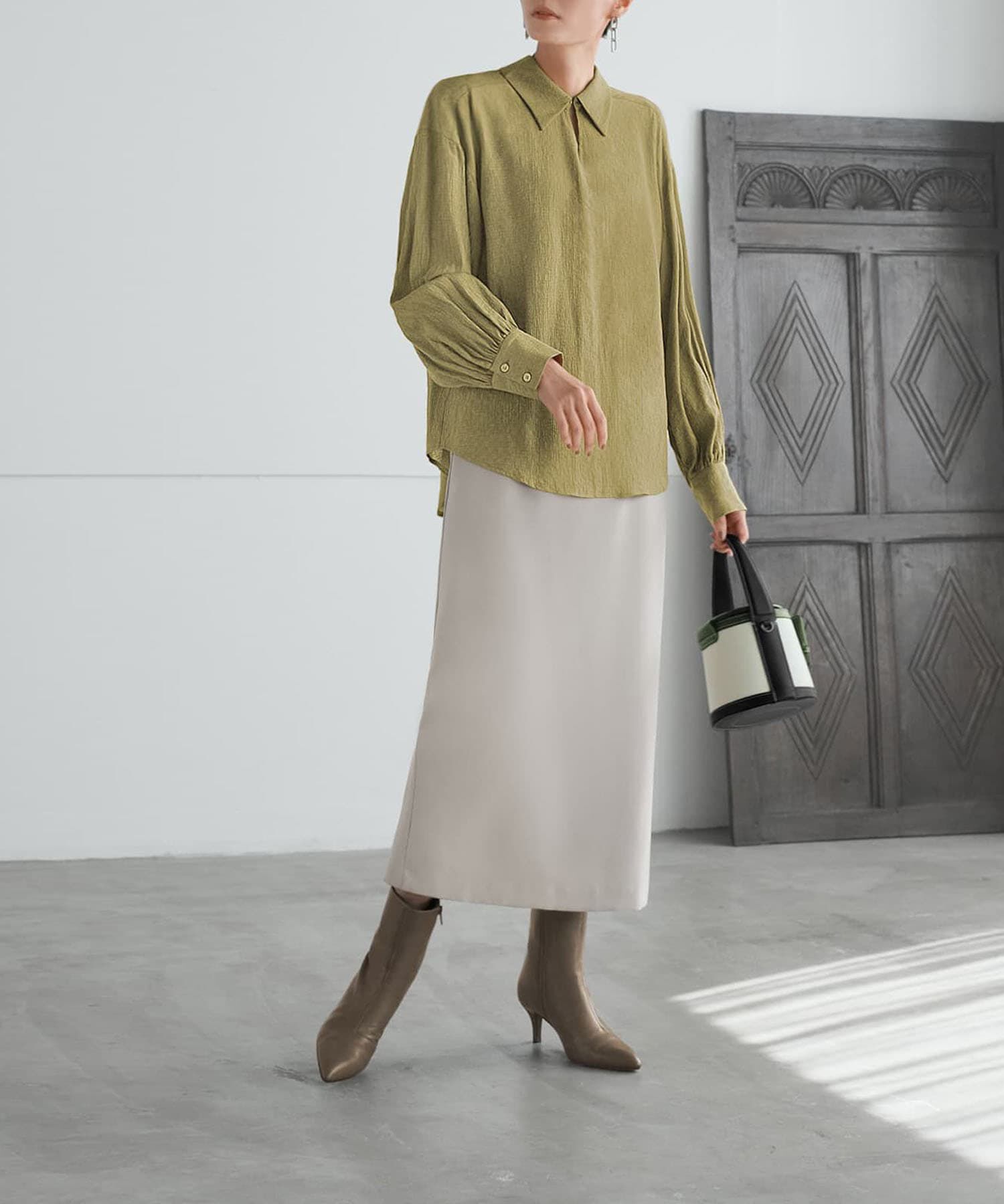 STYLE DELI「ドビーシャツ襟ブラウス」|シャツ・ブラウス|