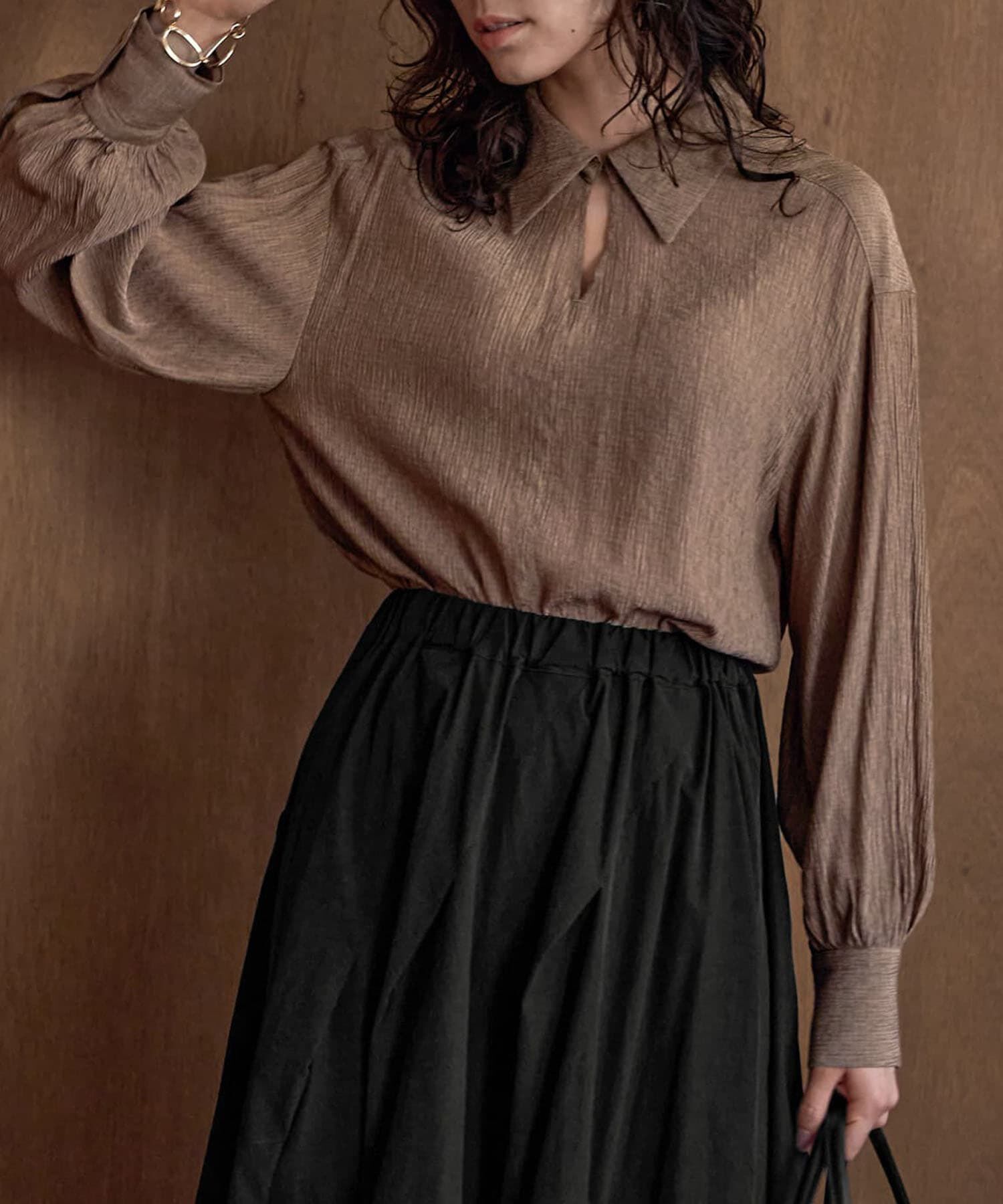 STYLE DELI「ドビーシャツ襟ブラウス」|シャツ・ブラウス|