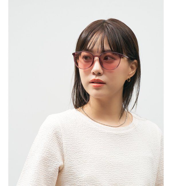  「ウェリントン型 サングラス 軽量素材｜カラーレンズ｜紫外線対策 UVカット｜ユニセックス｜Zoff 」|サングラス|ピンク