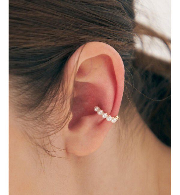 ete「K10YG パール ハグカフ　リバーシブル」|イヤーカフ|