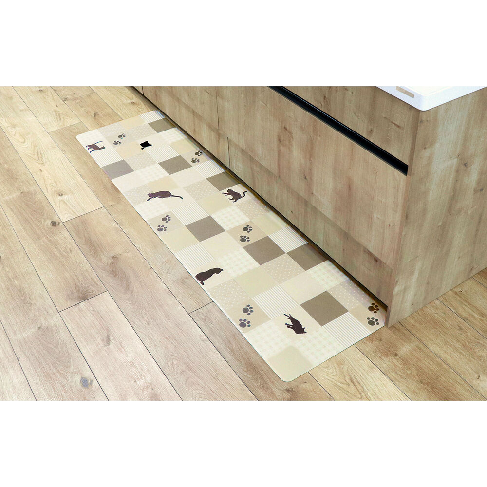 BACKYARD FAMILY「キッチンマット 拭ける 180 通販 おしゃれ pvc 45 &times; 180cm 台所マット 台所用品」|その他|ベージュ1