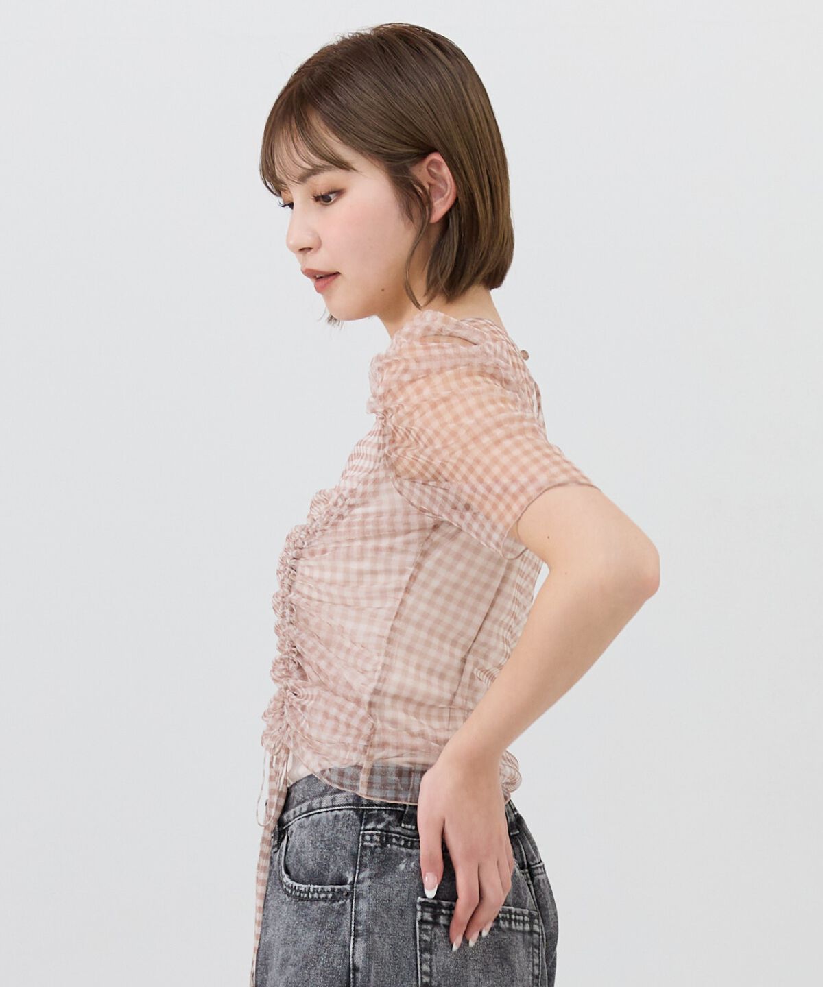 REDYAZEL「ギンガムチェックチュールトップス」|シャツ・ブラウス|
