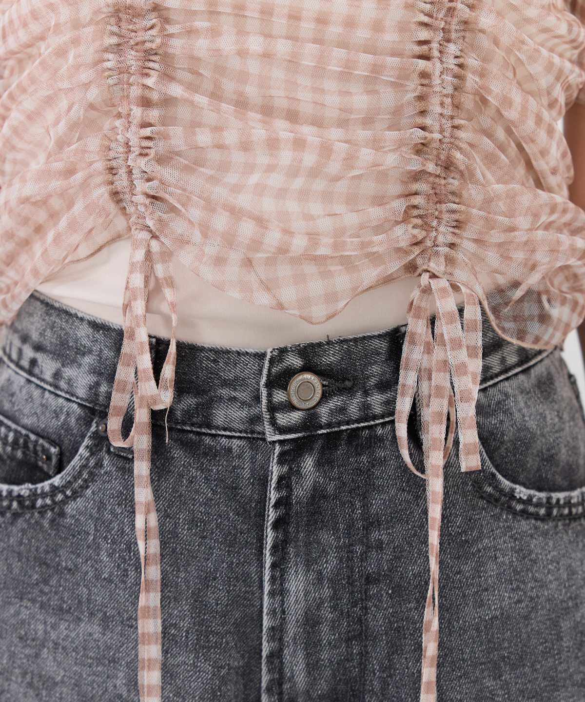 REDYAZEL「ギンガムチェックチュールトップス」|シャツ・ブラウス|