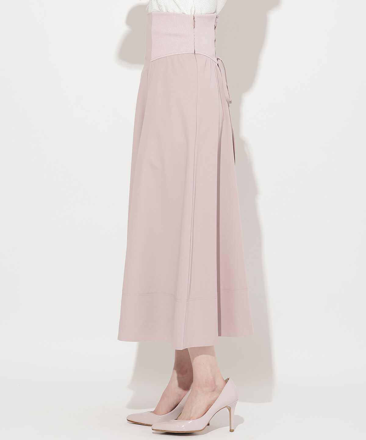 WILLSELECTION「バックスピンドルリブ切替スカート」|フレア|