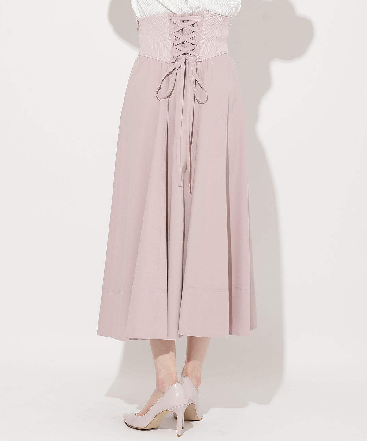 WILLSELECTION「バックスピンドルリブ切替スカート」|フレア|