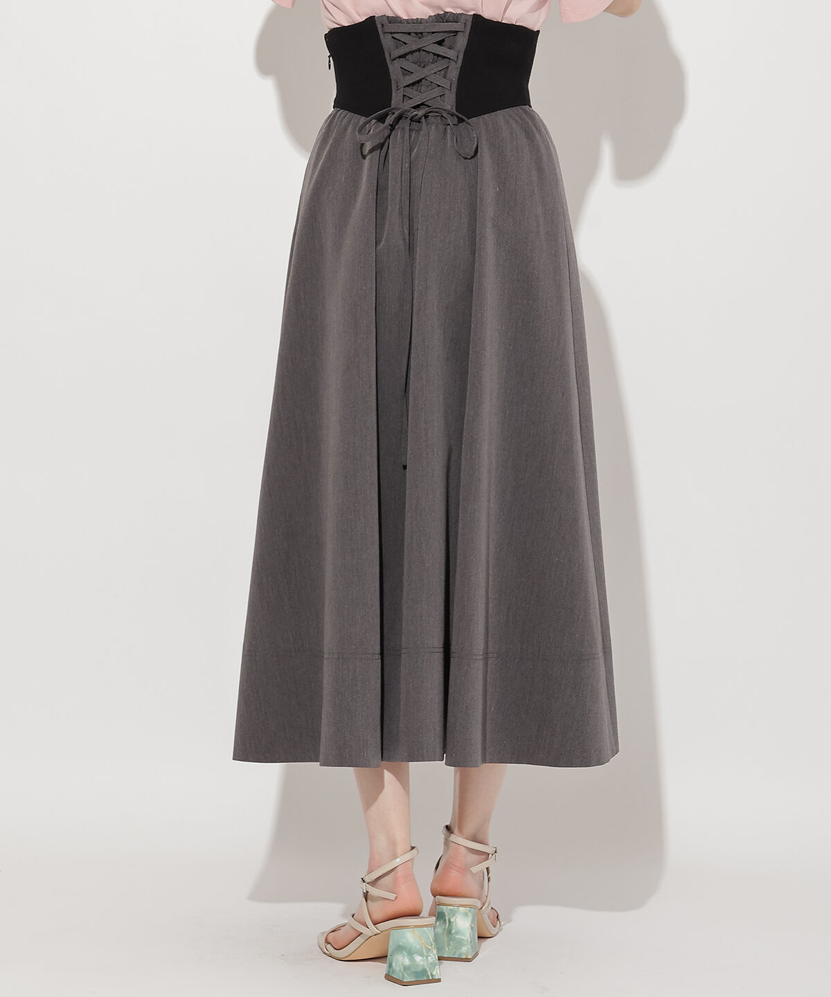 WILLSELECTION「バックスピンドルリブ切替スカート」|フレア|