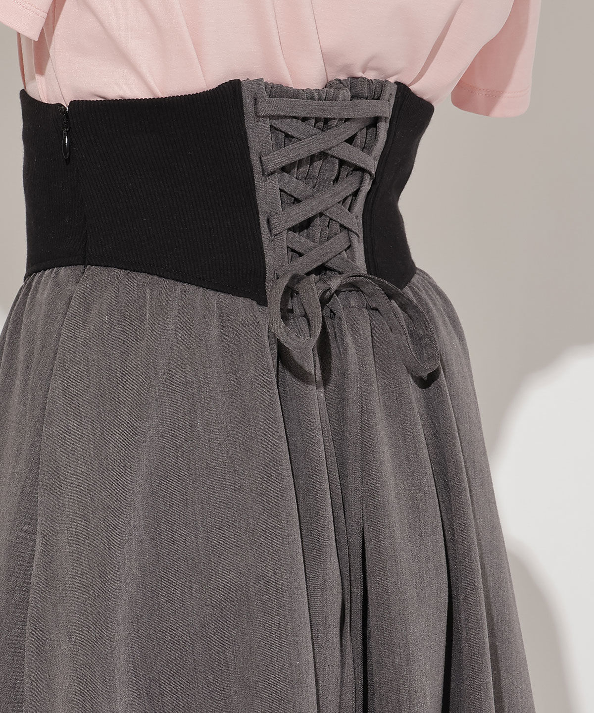 WILLSELECTION「バックスピンドルリブ切替スカート」|フレア|