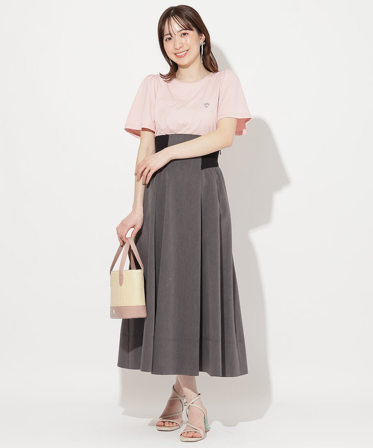 WILLSELECTION「バックスピンドルリブ切替スカート」|フレア|