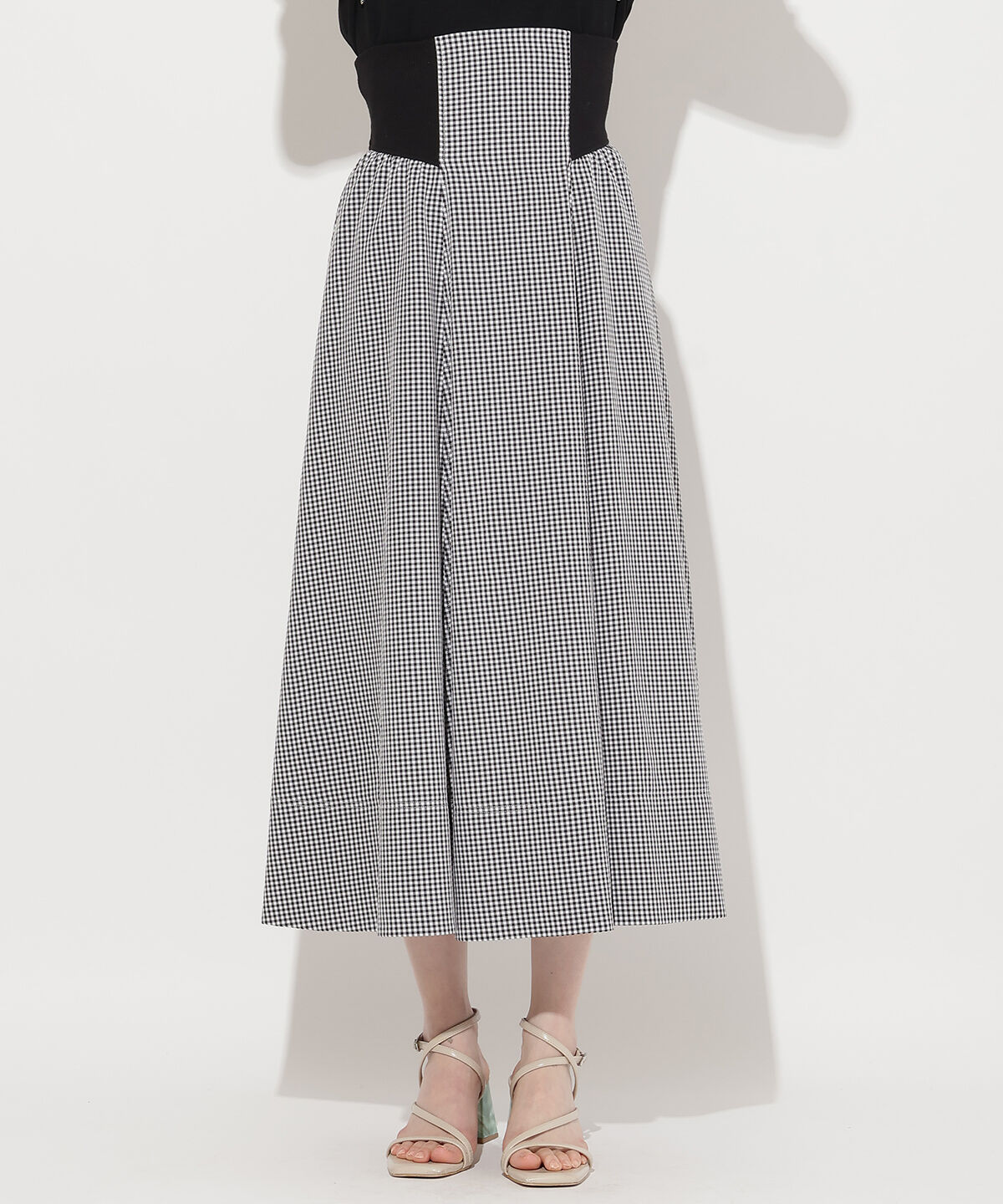 WILLSELECTION「バックスピンドルリブ切替スカート」|フレア|