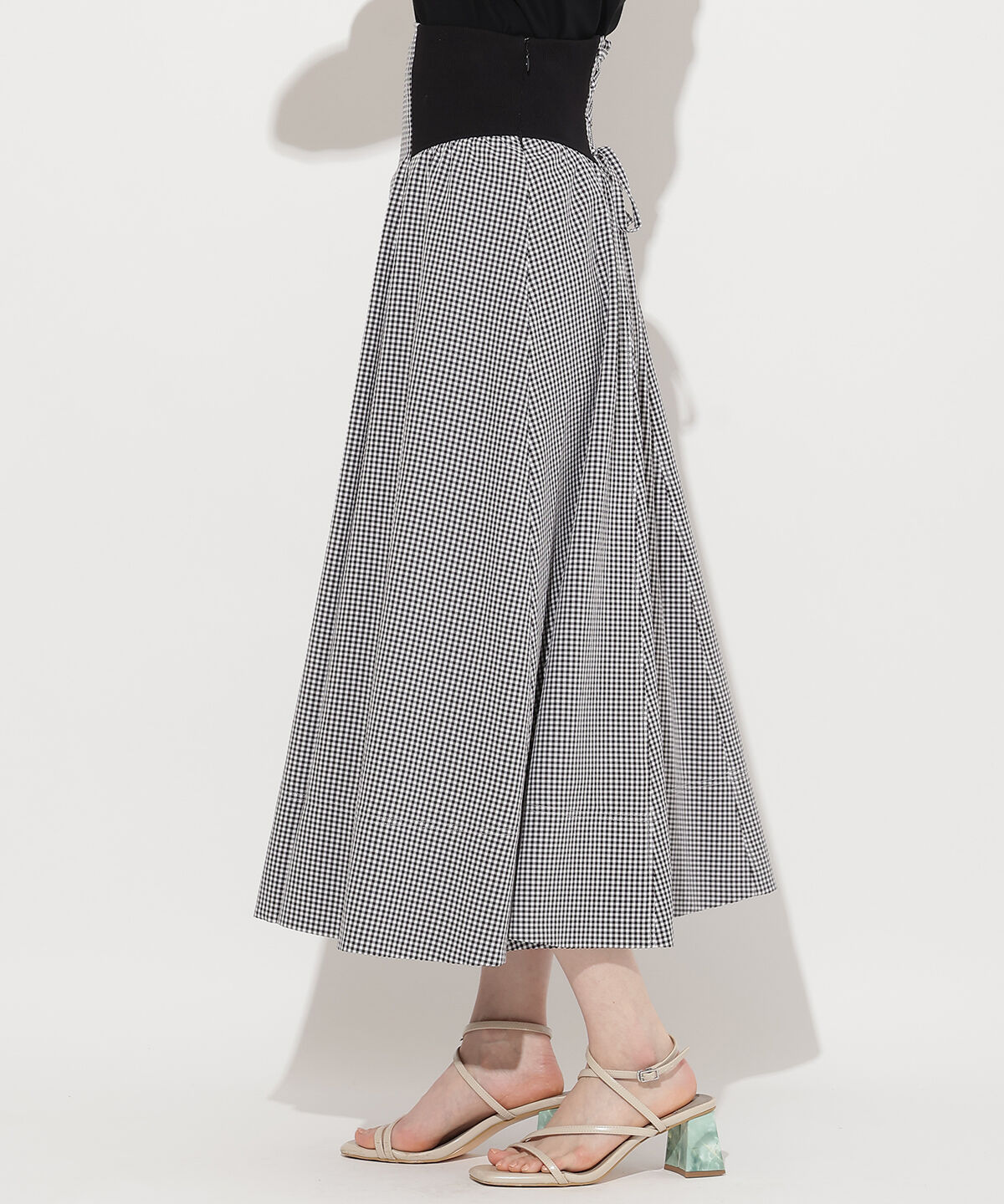 WILLSELECTION「バックスピンドルリブ切替スカート」|フレア|