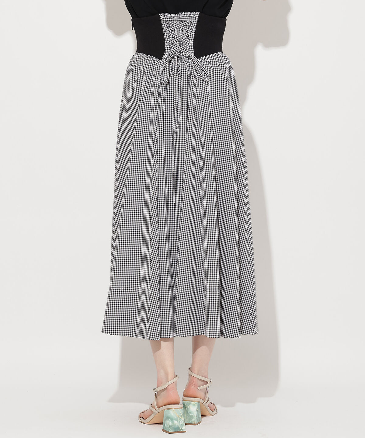 WILLSELECTION「バックスピンドルリブ切替スカート」|フレア|