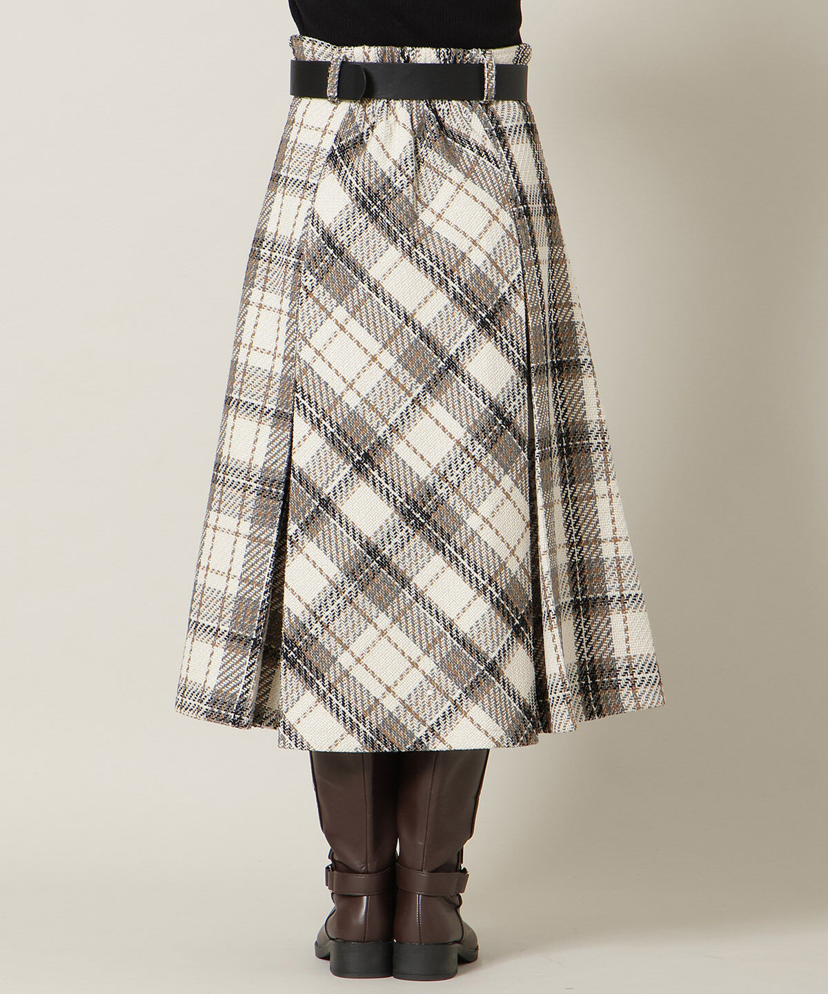 WILLSELECTION「ベルト付きツイードミディ丈スカート」|フレア|