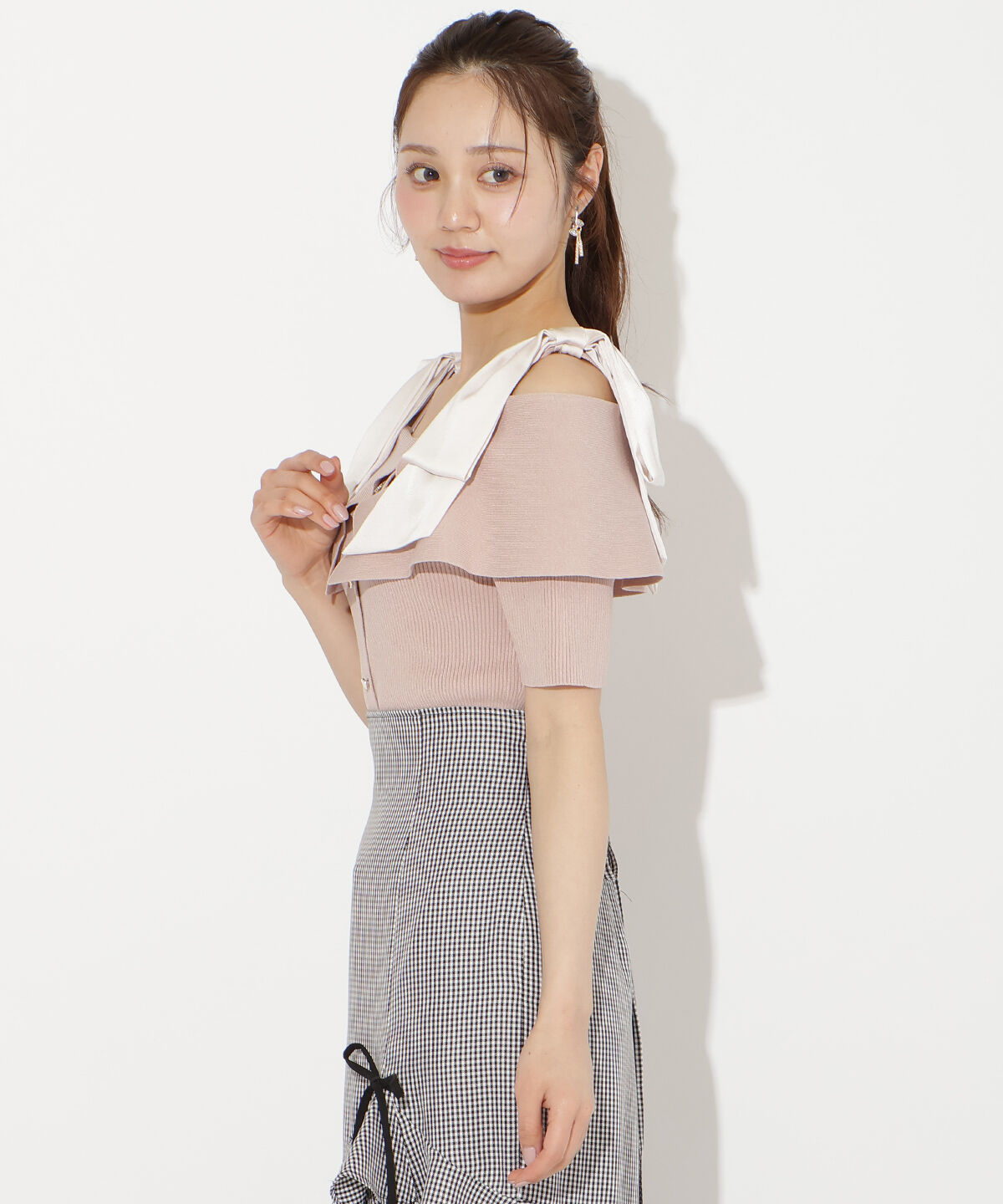 WILLSELECTION「リボンオフショルハーフスリーブニット」|ニット・セーター|