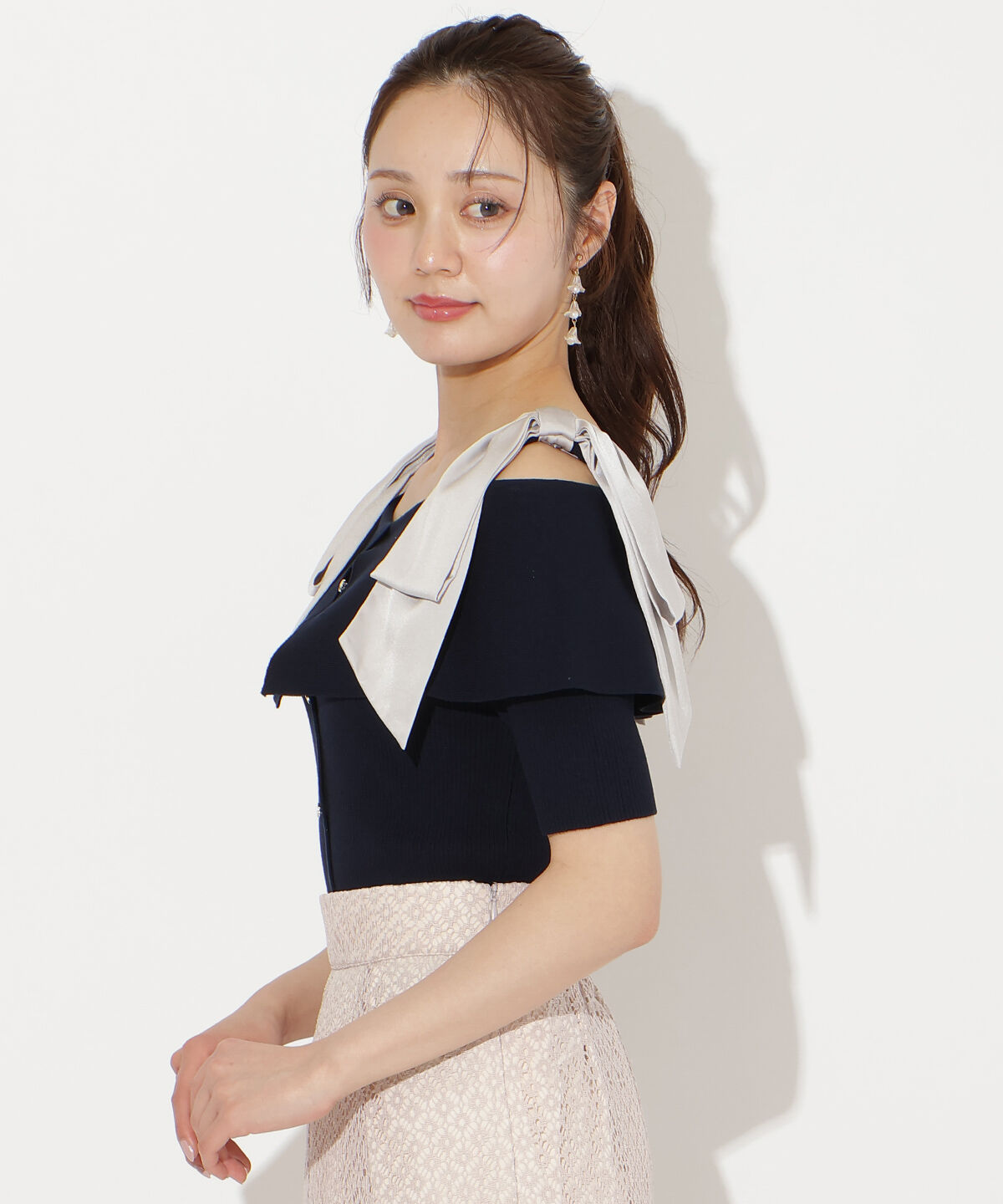 WILLSELECTION「リボンオフショルハーフスリーブニット」|ニット・セーター|