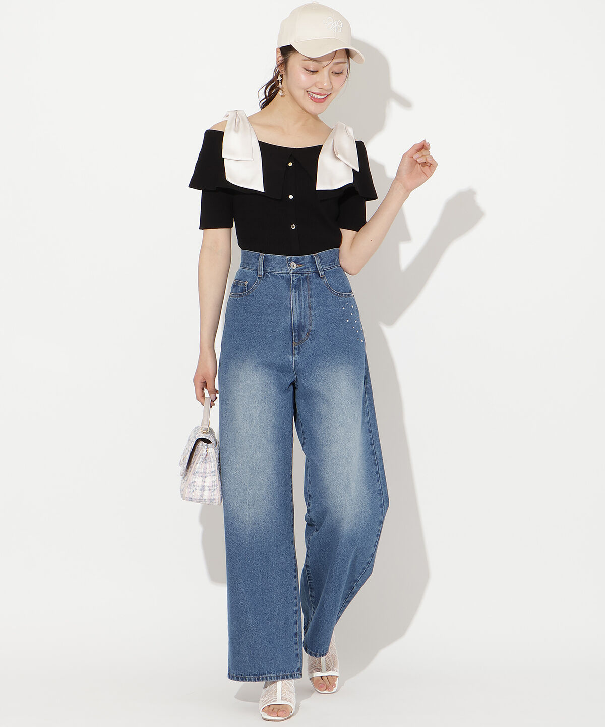 WILLSELECTION「リボンオフショルハーフスリーブニット」|ニット・セーター|