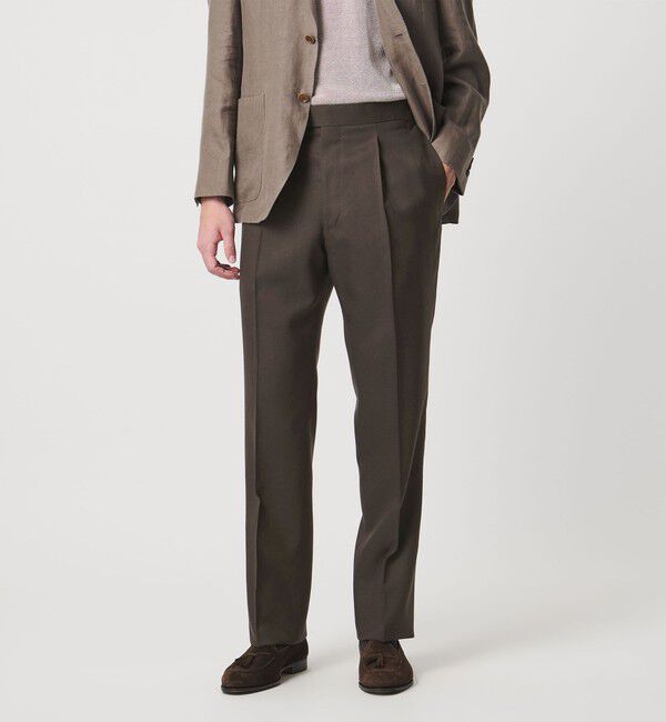 UNITED ARROWS「サイドアジャスター 1プリーツ スラックス」|スラックス|DK.BROWN