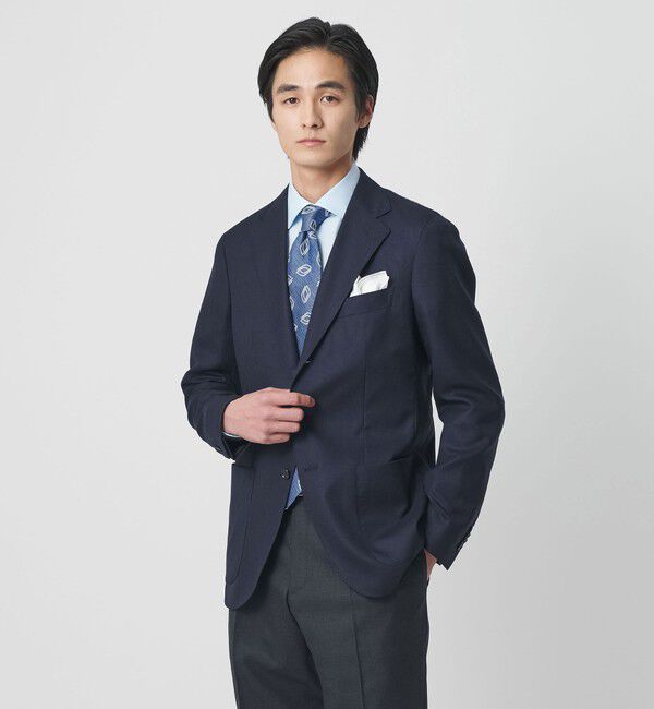 UNITED ARROWS「タスマニアウール メッシュ 3ボタン シングル ジャケット S-MODEL　ヨコストレッチ」|テーラードジャケット|NAVY