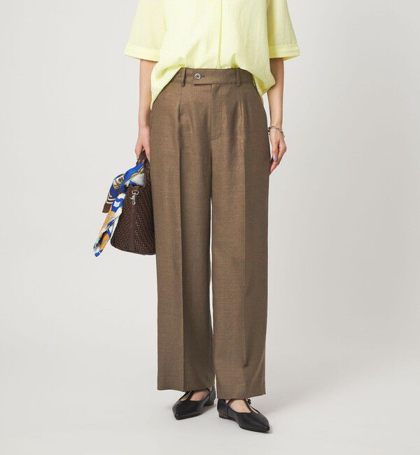 UNITED ARROWS green label relaxing「［size SHORT/TALLあり］リネンライク ストレート パンツ」|スラックス|MD.BROWN