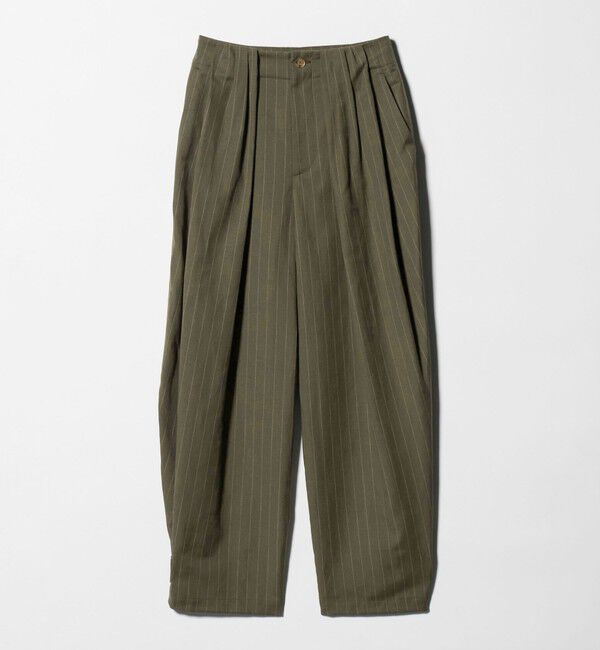 BEAUTY&YOUTH UNITED ARROWS「麻ブレンド ストライプ タブ タックパンツ」|スラックス|