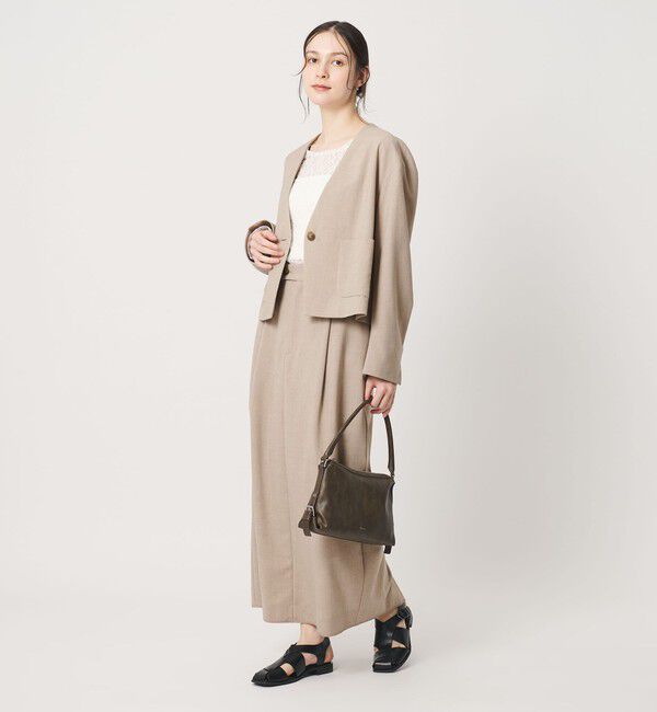 BEAUTY&YOUTH UNITED ARROWS「ポリエステルブレンド カラーレス ショートジャケット」|ノーカラージャケット|BEIGE