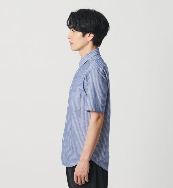 BEAUTY&YOUTH UNITED ARROWS「クイック ストレッチ ストライプ シャンブレー ボタンダウン 半袖シャツ SLIM型 吸水速乾機能付き」|シャツ・ブラウス|