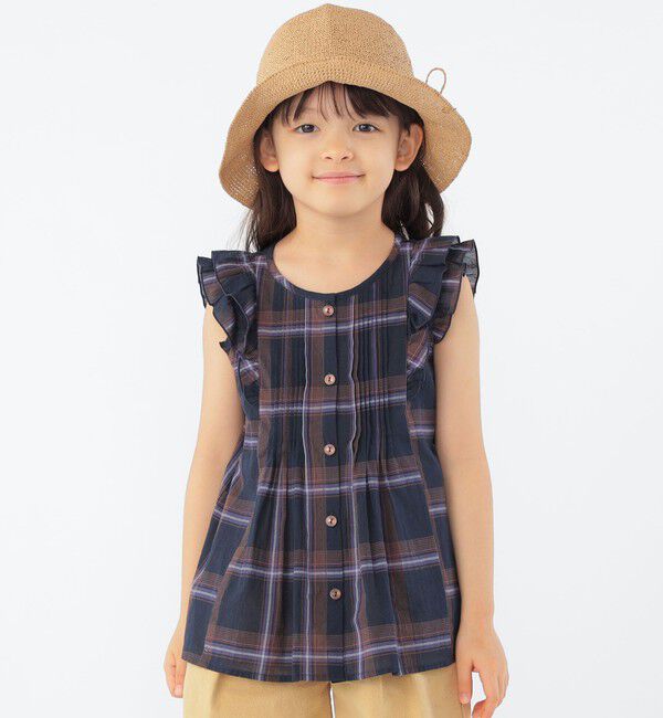 SHIPS KIDS「SHIPS KIDS:100～130cm / フリル ブラウス」|シャツ・ブラウス|ネイビー
