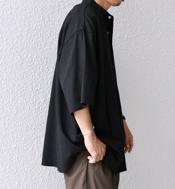 SHIPS any「SHIPS any:〈洗濯機可能〉リネン / レーヨン バンド スキッパー ハーフスリーブ プルオーバー シャツ◇」|シャツ・ブラウス|